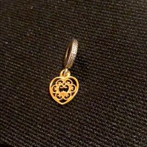 Pandora Gold heart dangle charm